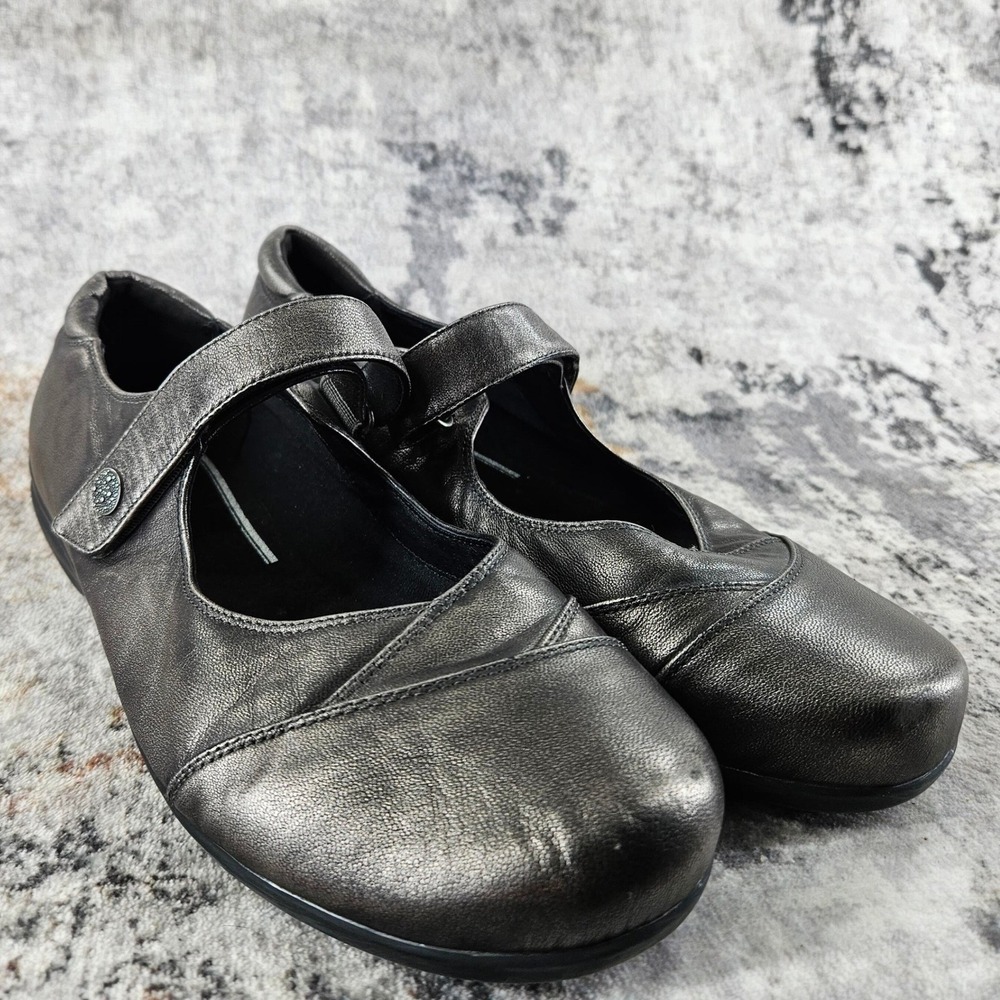 ABEO Abby Mary Jane Comfort Shoes‎ Womens 8 5547 Pewter Metallic Leather Walking